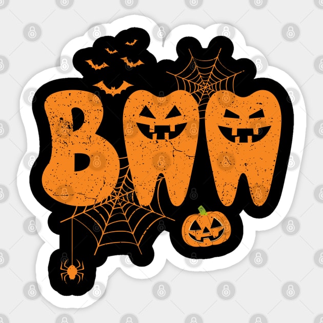 Boo Teeth Funny Dental Halloween Costume Dentist Sticker by WildFoxFarmCo